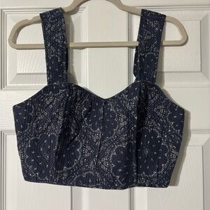 Madewell Navy and White Patterned Tank Top